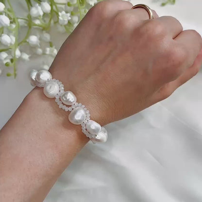 Real Natural Freshwater Pearl Bracelet • Dainty Stainless Steel Bracelet • Pearl Beaded Bracelet Bridesmaid Gift • Valentine's Gift
