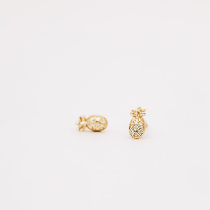 Dainty gold pineapple earrings for everyday wear