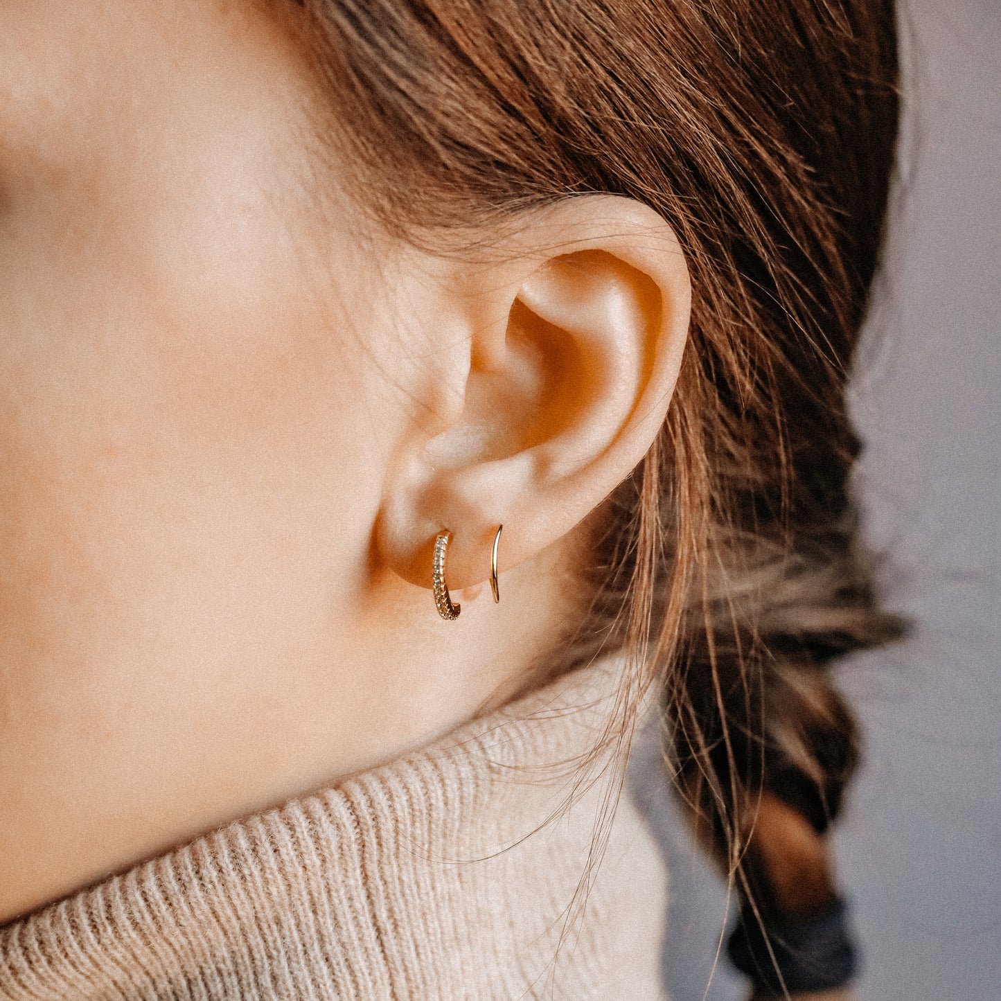 CZ double hoop illusion earring for curated ear styling