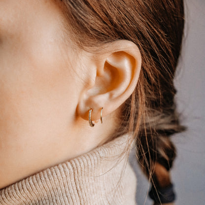 CZ double hoop illusion earring for curated ear styling