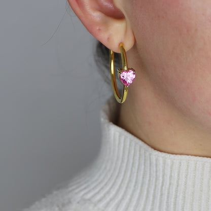 Diamond Heart Earrings • Love Heart Hoops Perfect for Stacking Earrings • Perfect Gift for Girlfriend • BYSDMJEWELS