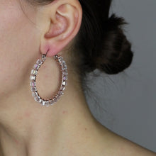 Load and play video in Gallery viewer, Clear Crystal Earrings • Clear Crystal Hoops • Clear Crystal Hoop Earrings • BYSDMJEWELS

