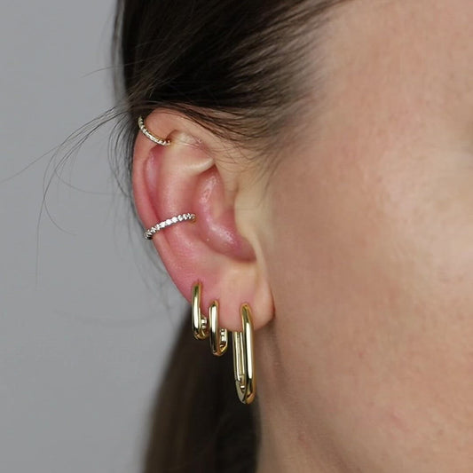 Oval Hoop Earrings, Gold, Silver BYSDMJEWELS