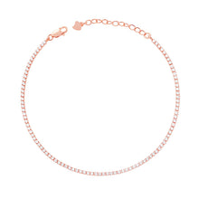 Load image into Gallery viewer, Sterling Silver Tennis Anklet • Tennis Chain Anklet Bracelet • Adjustable Tennis Anklet • Cubic Zircon Anklets • Crystal Sparkly Anklet

