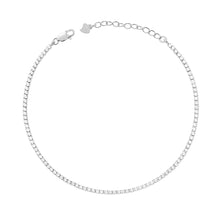 Load image into Gallery viewer, Sterling Silver Tennis Anklet • Tennis Chain Anklet Bracelet • Adjustable Tennis Anklet • Cubic Zircon Anklets • Crystal Sparkly Anklet

