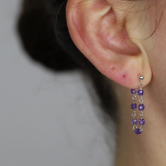 Simple Chain Dangle Earrings • Purple Dangle Earrings • Silver, Gold, Rose Gold • BYSDMJEWELS