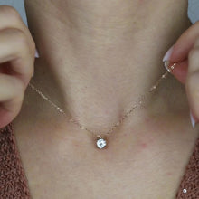 Load and play video in Gallery viewer, Dainty Diamond Necklace • Floating Diamond Solitaire Necklace • Minimalist Jewelry • Bridesmaid Necklace • Gift for Her • BYSDMJEWELS
