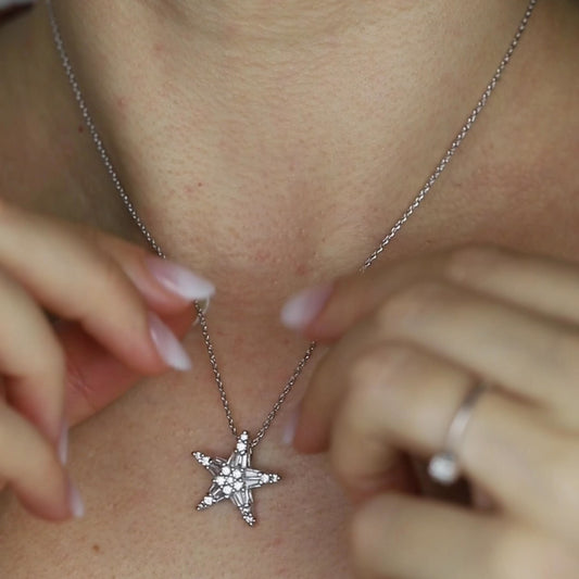 Silver Star Pendant Necklace, Silver Star Gift, Star Necklace, Star Charm Necklace, Star Gift, Star Jewellery, Celestial Gift, BYSDMJEWELS