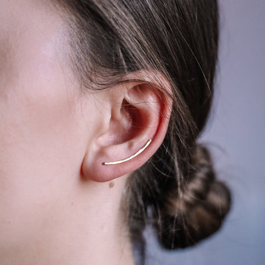 25 mm Dainty Long Ear Climbers • Silver, Gold, Rose gold • BYSDMJEWELS