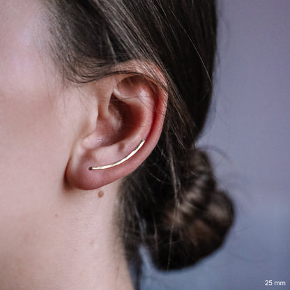 40 mm Gold Filled Ear Climbers, Minimalist Ear Pin Earrings, Sterling Silver Ear Crawlers BYSDMJEWELS