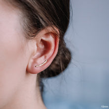 Load image into Gallery viewer, 45 mm Dainty Long Ear Climbers, Ear Crawler Gold Ear Cuff, Bar Ear Climber, Silver Sweep Ear Pins, Rose Gold Hammered Earrings
