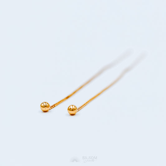 Tiny Ball Ear Threader • Gold, Silver, Rose Gold