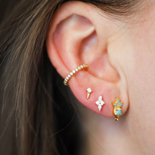 Dainty CZ Spike Stud Earrings, Helix Small Cone Post Stud Earrings, Cartilage Tragus Studs, Second Hole Earrings, BYSDMJEWELS