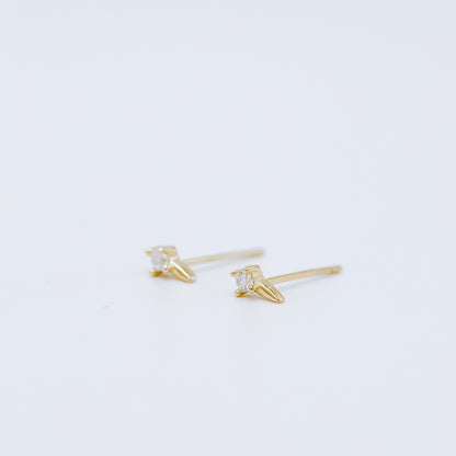 Dainty CZ Spike Stud Earrings, Helix Small Cone Post Stud Earrings, Cartilage Tragus Studs, Second Hole Earrings, BYSDMJEWELS