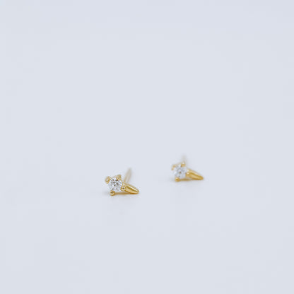 Dainty CZ Spike Stud Earrings, Helix Small Cone Post Stud Earrings, Cartilage Tragus Studs, Second Hole Earrings, BYSDMJEWELS
