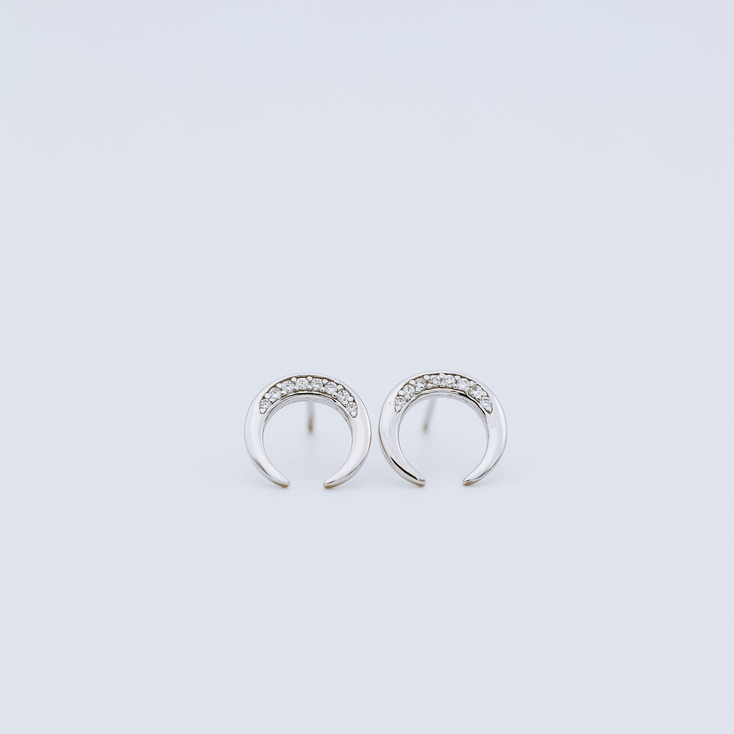 Moon Stud Earrings, Silver, Gold, BYSDMJEWELS