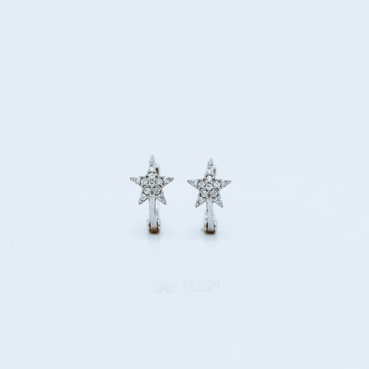 Tiny CZ star Hoop Earrings, Cartilage Earrings, Huggie Hoop Earrings, Star Hoop Earrings, Small Hoop Earrings, Dainty Hoops, Tiny Hoops 9mm