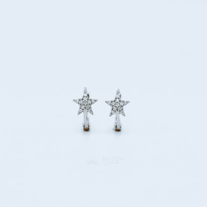 Tiny CZ star Hoop Earrings, Cartilage Earrings, Huggie Hoop Earrings, Star Hoop Earrings, Small Hoop Earrings, Dainty Hoops, Tiny Hoops 9mm