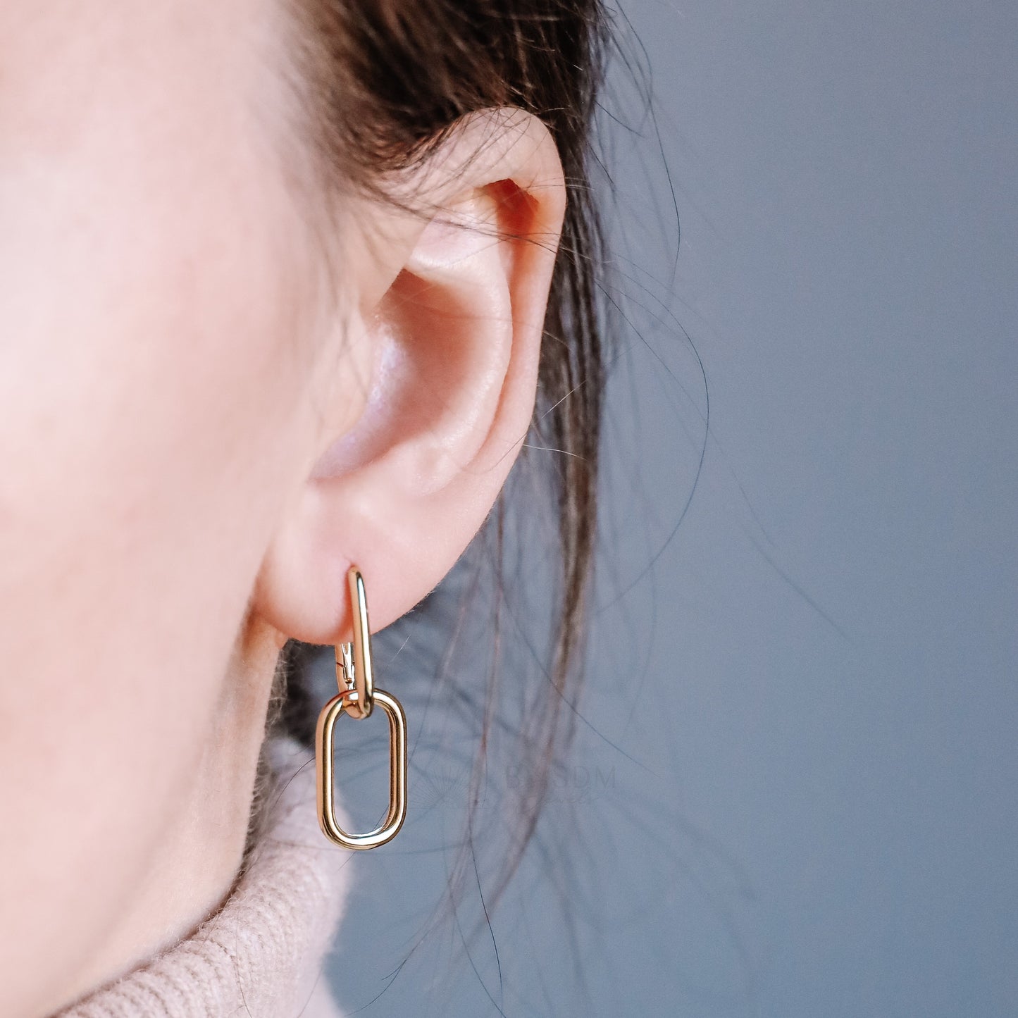 Gold Link Plain Earrings • Cable Link Double Hoop Earrings • Gold, Silver