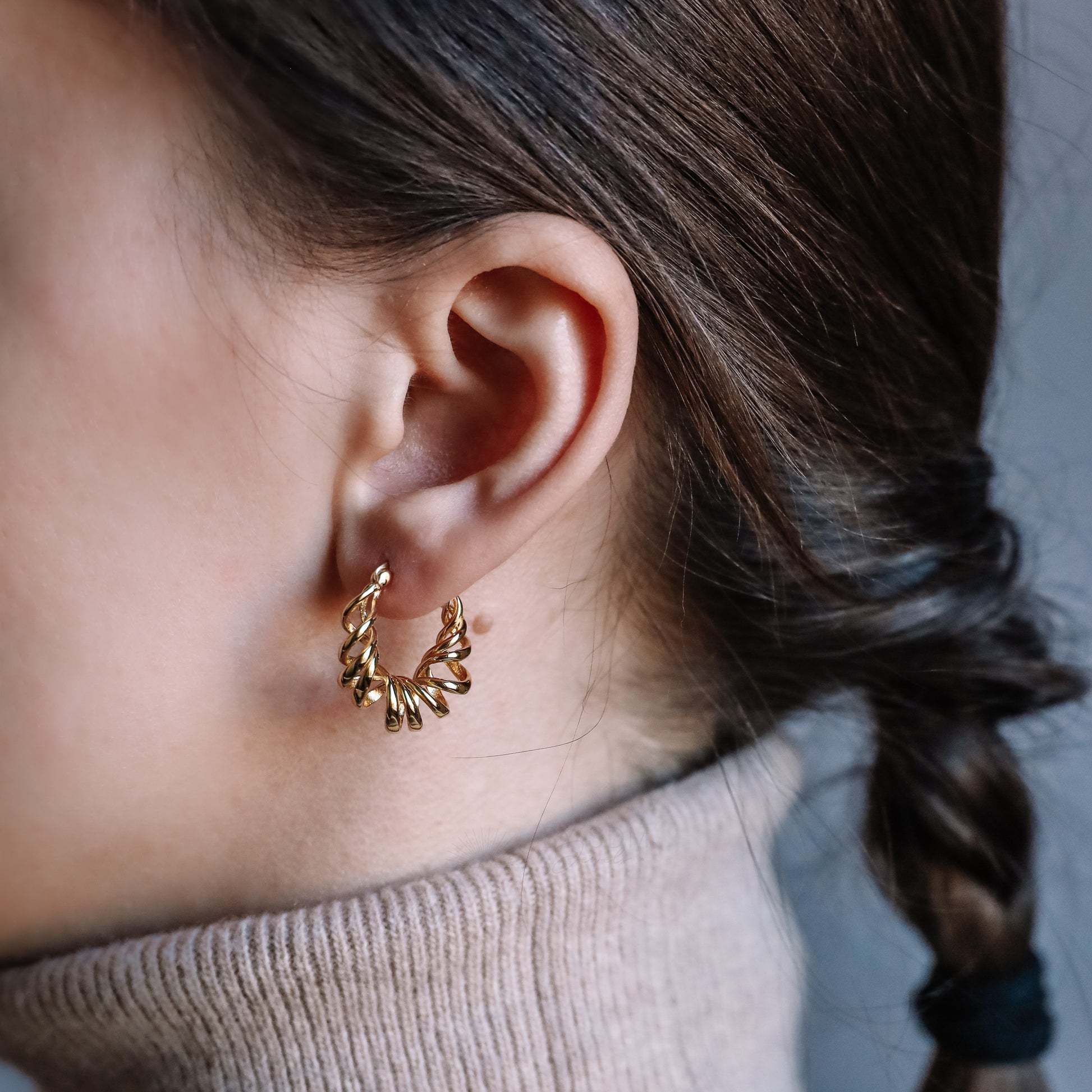 Twisted Hoop Earrings, Gold, Silver • Minimalist Earrings • Huggie Earrings • Birthday Gift • Perfect Gift for Her