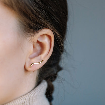 Simple Long Bar Climber Earrings • Gold • Silver