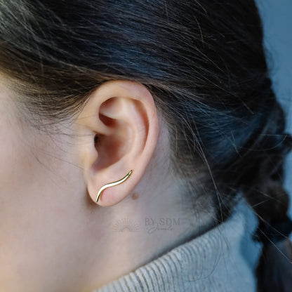 Simple Long Bar Climber Earrings • Gold • Silver