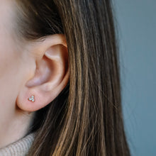 Load image into Gallery viewer, Tiny Clover Flower Stud Earrings, Silver, Gold, BYSDMJEWELS
