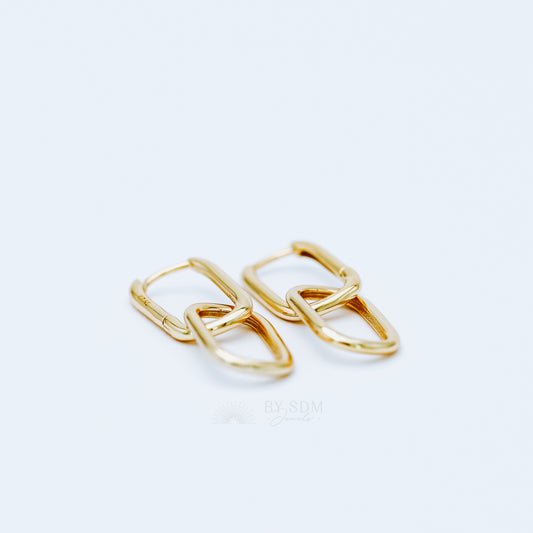 Gold Link Plain Earrings • Cable Link Double Hoop Earrings • Gold, Silver