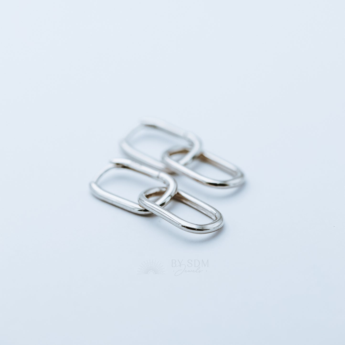 Gold Link Plain Earrings • Cable Link Double Hoop Earrings • Gold, Silver