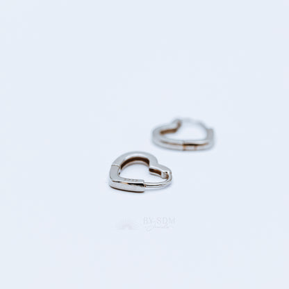 Heart Link Hoop Earrings • Huggies • Gold • Silver