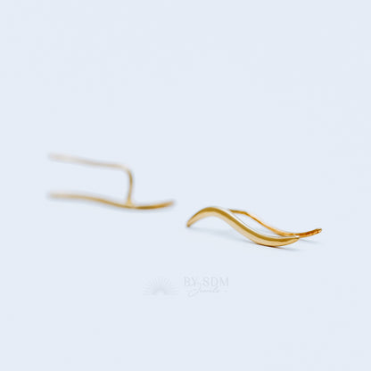 Simple Long Bar Climber Earrings • Gold • Silver