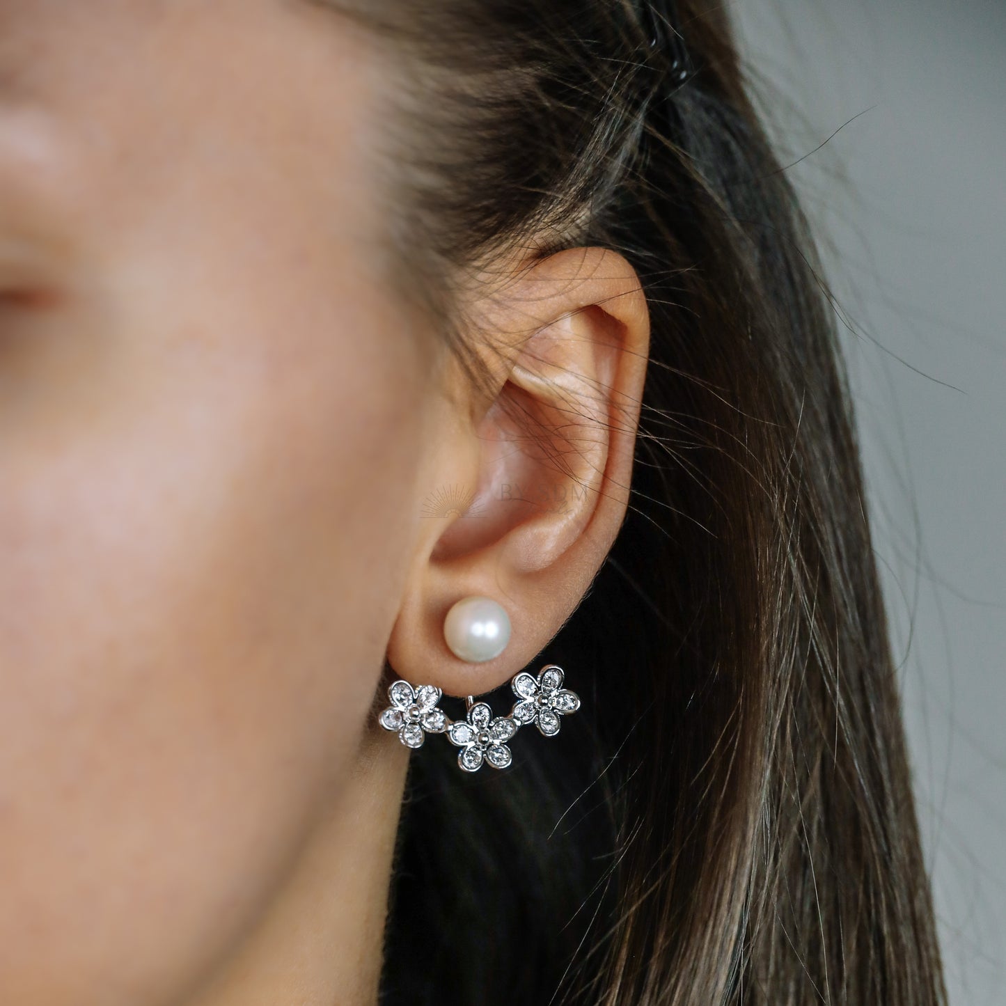 Daisy Flower Ear Jacket Front & Back Earrings
