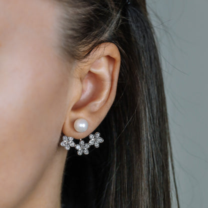 Daisy Flower Ear Jacket Front & Back Earrings
