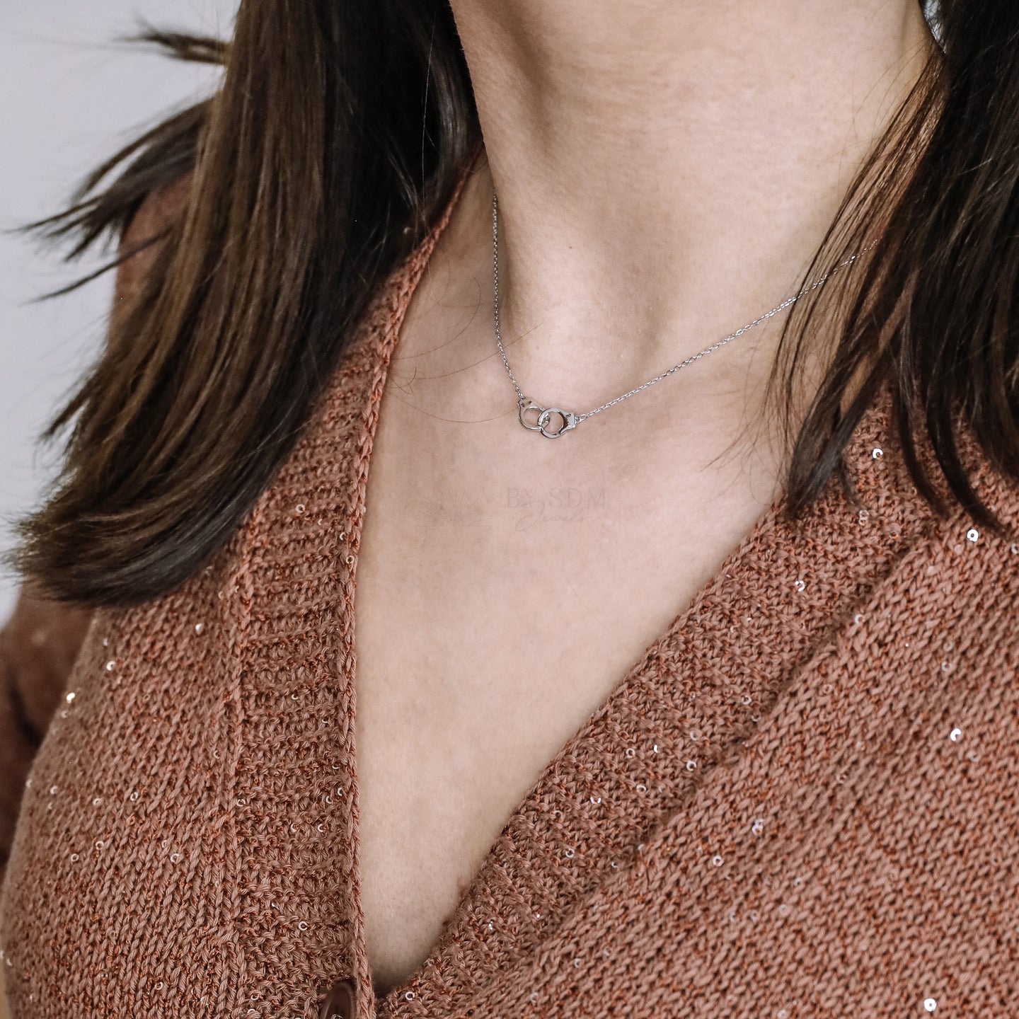 Freedom Handcuff Necklace • Dainty Eternity Necklace • Sterling Silver