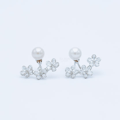 Daisy Flower Ear Jacket Front & Back Earrings