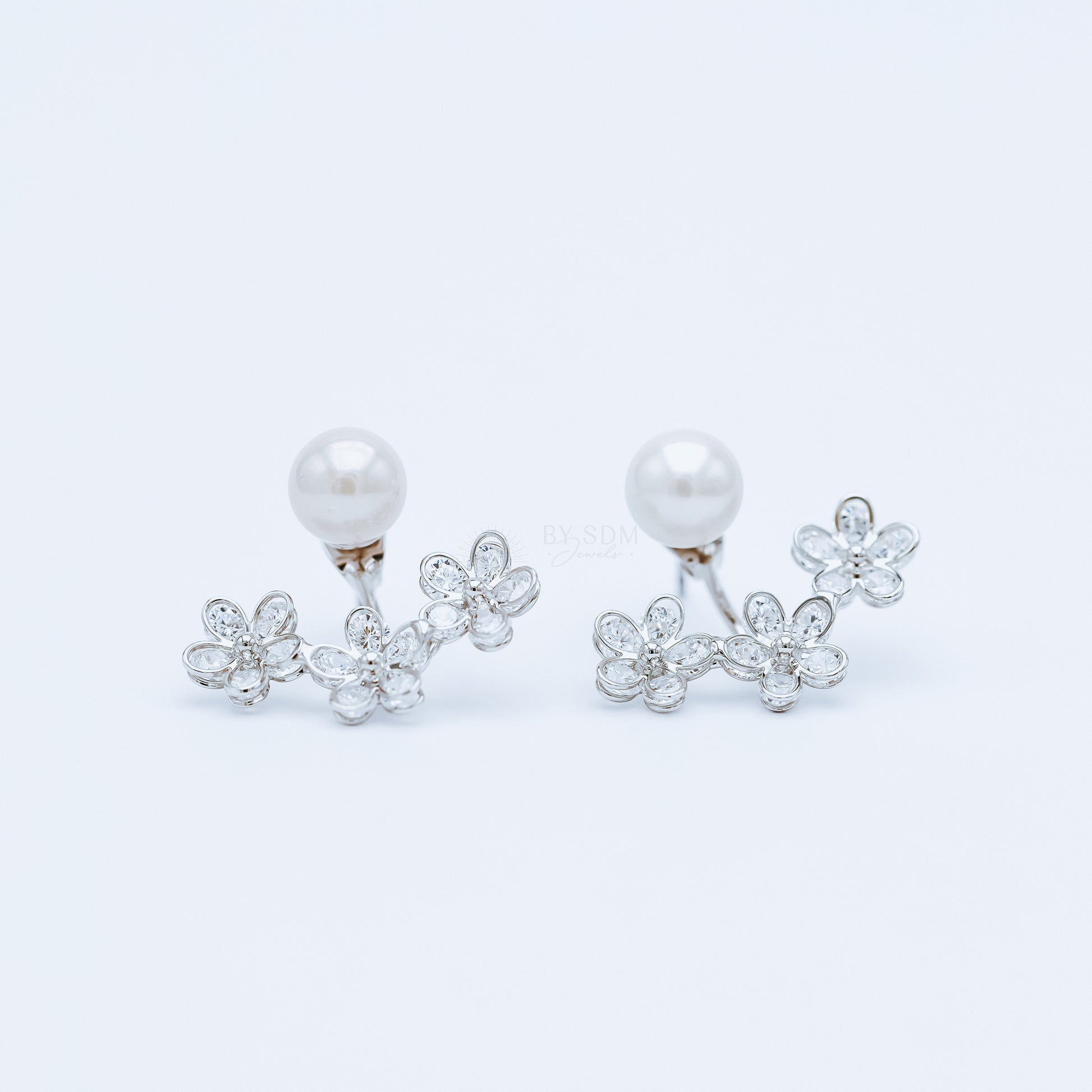Daisy Flower Ear Jacket Front & Back Earrings