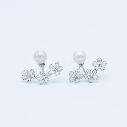 Daisy Flower Ear Jacket Front & Back Earrings