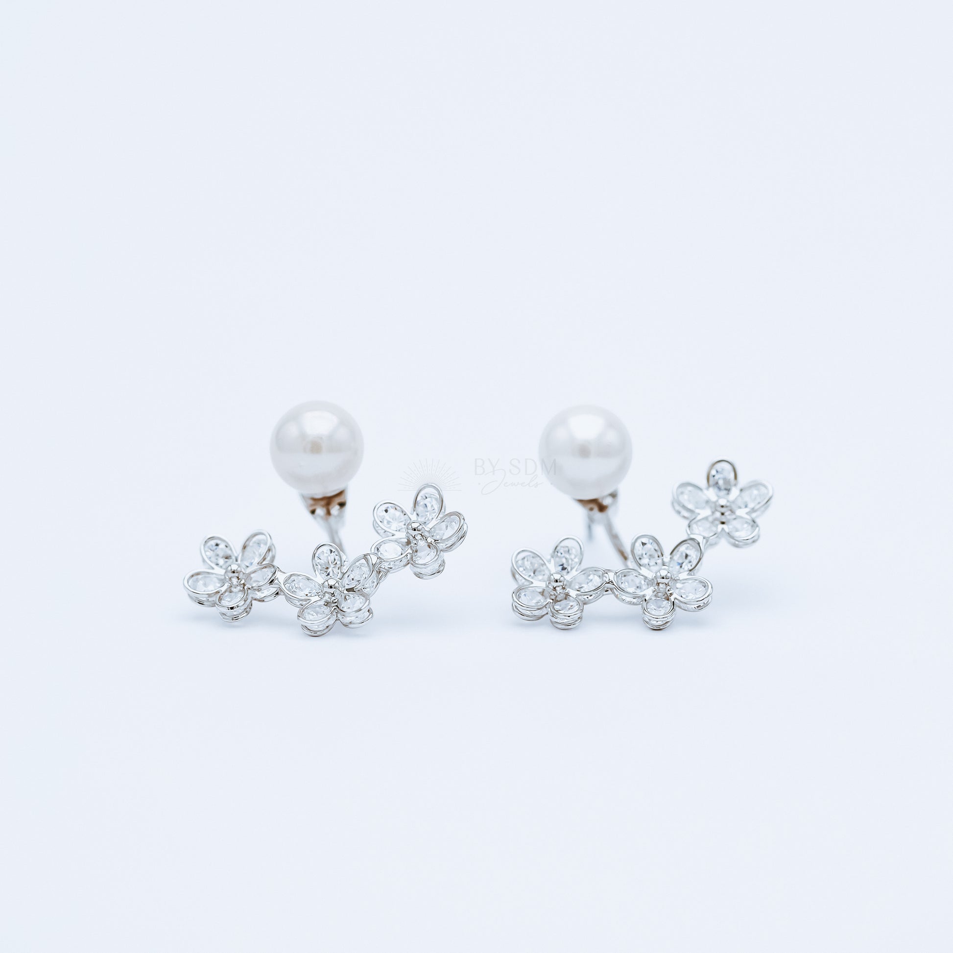 Daisy Flower Ear Jacket Front & Back Earrings