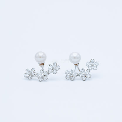 Daisy Flower Ear Jacket Front & Back Earrings