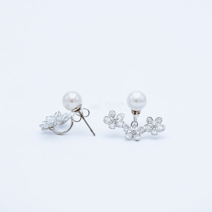 Daisy Flower Ear Jacket Front & Back Earrings