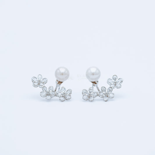 Daisy Flower Ear Jacket Front & Back Earrings