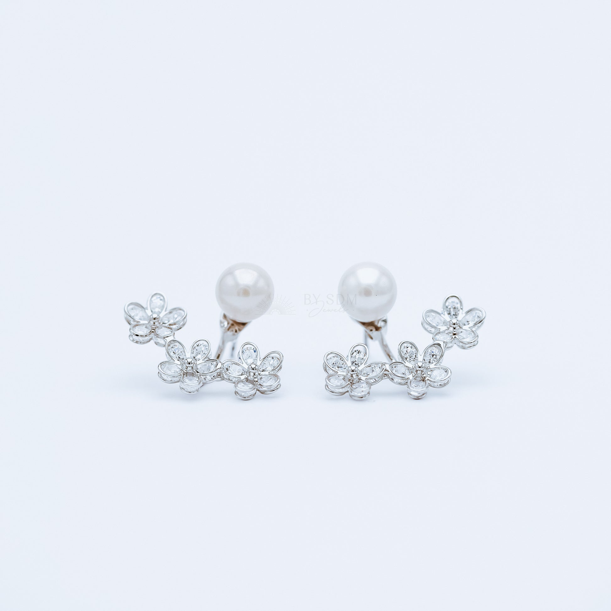 Daisy Flower Ear Jacket Front & Back Earrings