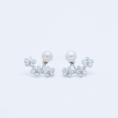 Daisy Flower Ear Jacket Front & Back Earrings