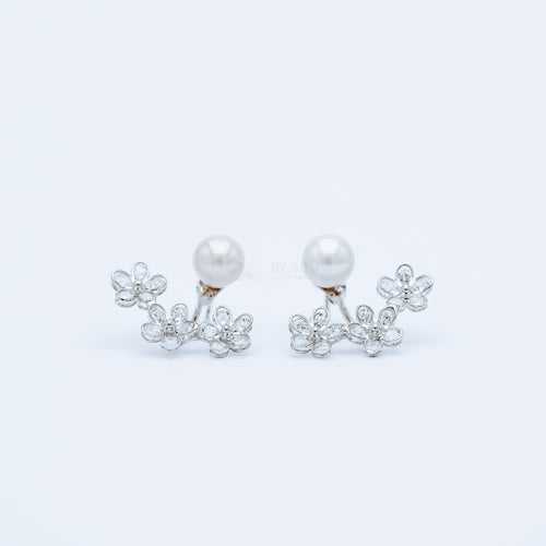Daisy Flower Ear Jacket Front & Back Earrings