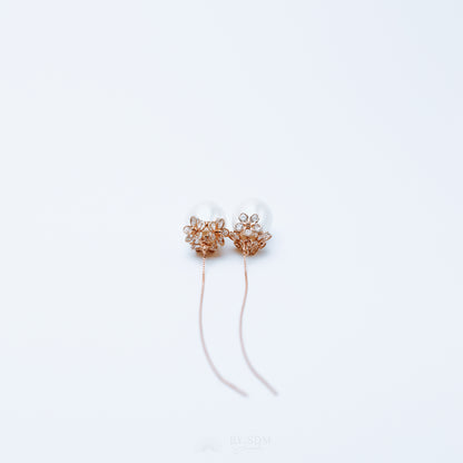Pearl Ear Threader • Daisy Earrings • Rose Gold