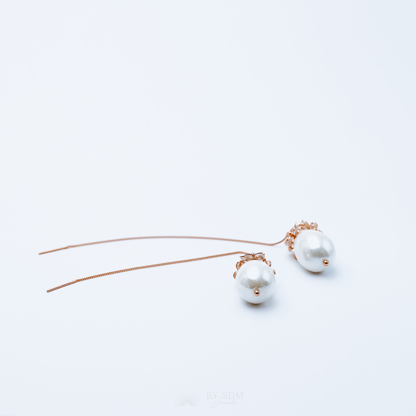 Pearl Ear Threader • Daisy Earrings • Rose Gold