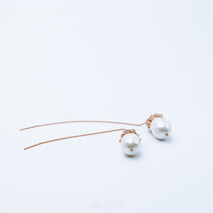 Pearl Ear Threader • Daisy Earrings • Rose Gold