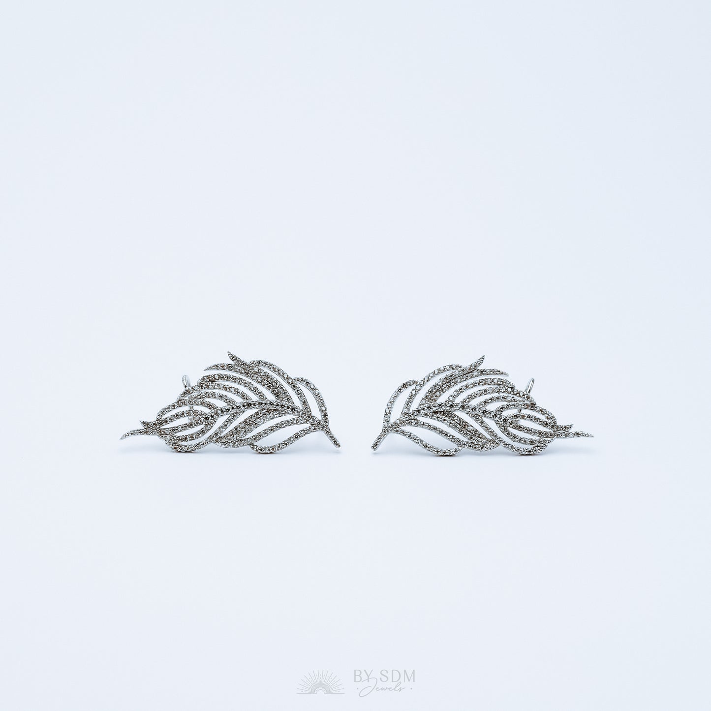 Leaf Ear Climber Earrings • Ear Crawler Earrings • Crystal Ear Cuff • Feather Earrings • Climbing Earrings • Bridal Earrings • Ear Cuff