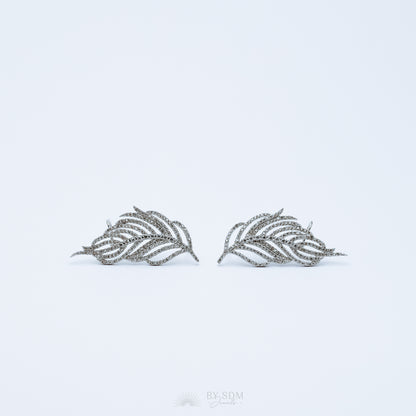 Leaf Ear Climber Earrings • Ear Crawler Earrings • Crystal Ear Cuff • Feather Earrings • Climbing Earrings • Bridal Earrings • Ear Cuff