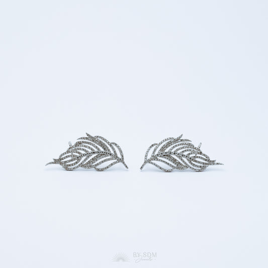 Leaf Ear Climber Earrings • Ear Crawler Earrings • Crystal Ear Cuff • Feather Earrings • Climbing Earrings • Bridal Earrings • Ear Cuff